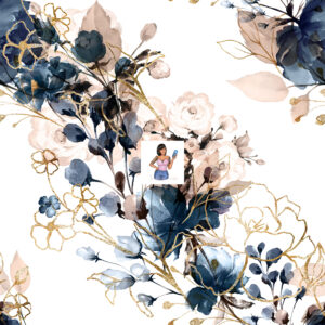 Blue and Taupe Floral