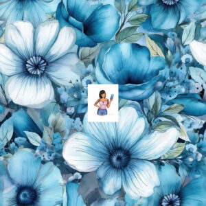 Blue watercolor floral