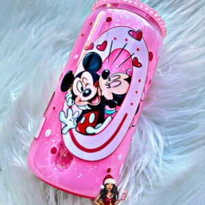 LOVE glass can w/glow rhinestones