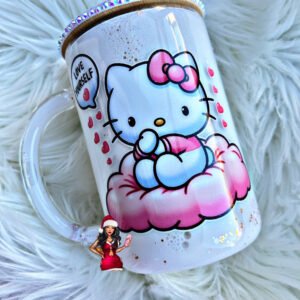 Love Yourself Glass Mug with snowglobe handle