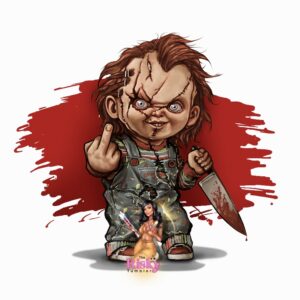 UV DTF Middle Finger Chucky Red