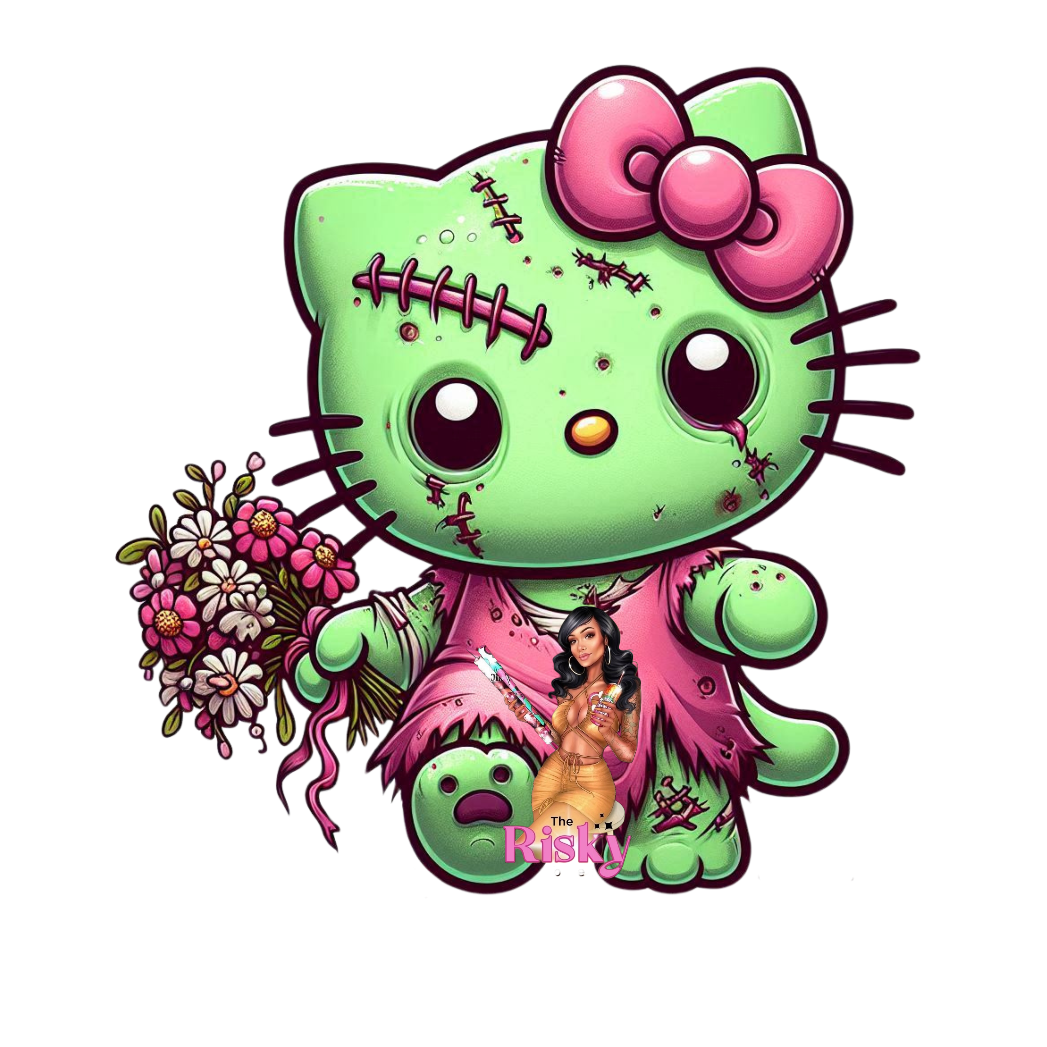 UV DTF Zombie Cat 2"