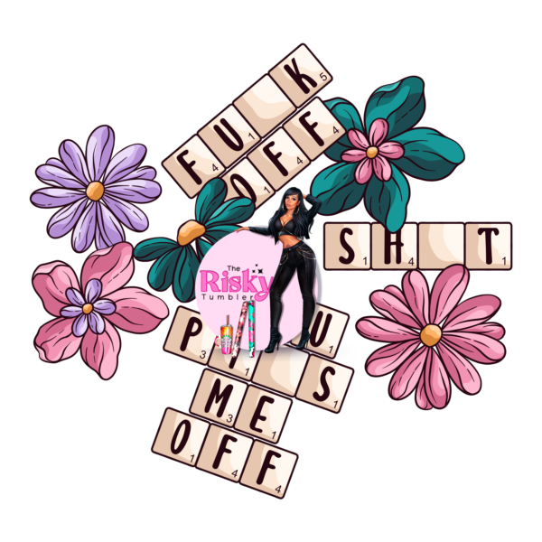 UV DTF Crossword adult floral (has matching vinyl available)