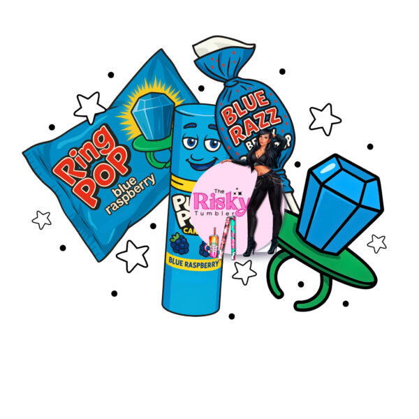 UV DTF Sweet when licked Blue NO words (has matching vinyl available)