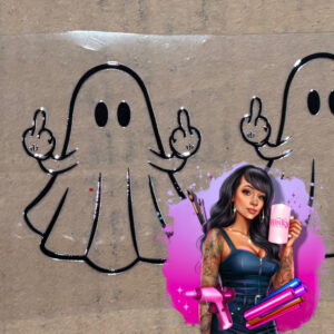 UV DTF FU Finger Ghost Blk (Filler set of 6) 2.5"