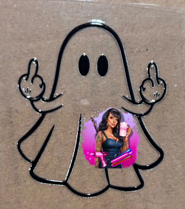 UV DTF FU Finger Ghost Blk 2"