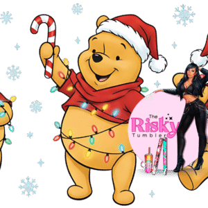 UV DTF Pooh Xmas Lights Wrap 9.50 x 4.5
