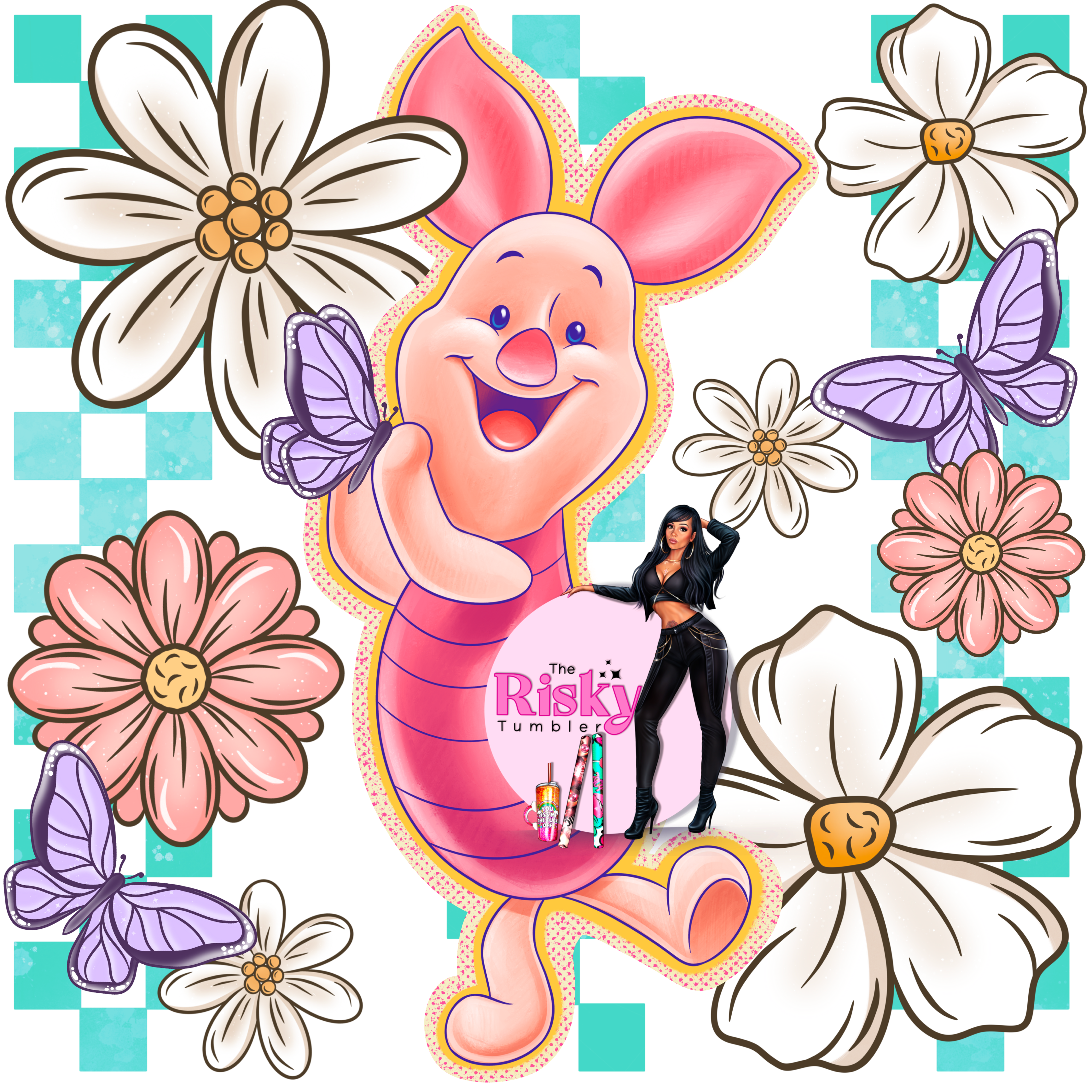 UV DTF Floral Piglet (has matching vinyl available)