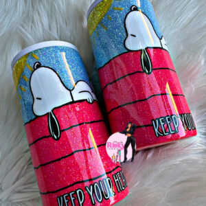 Upward Snoopy16oz with screw lid and push straw